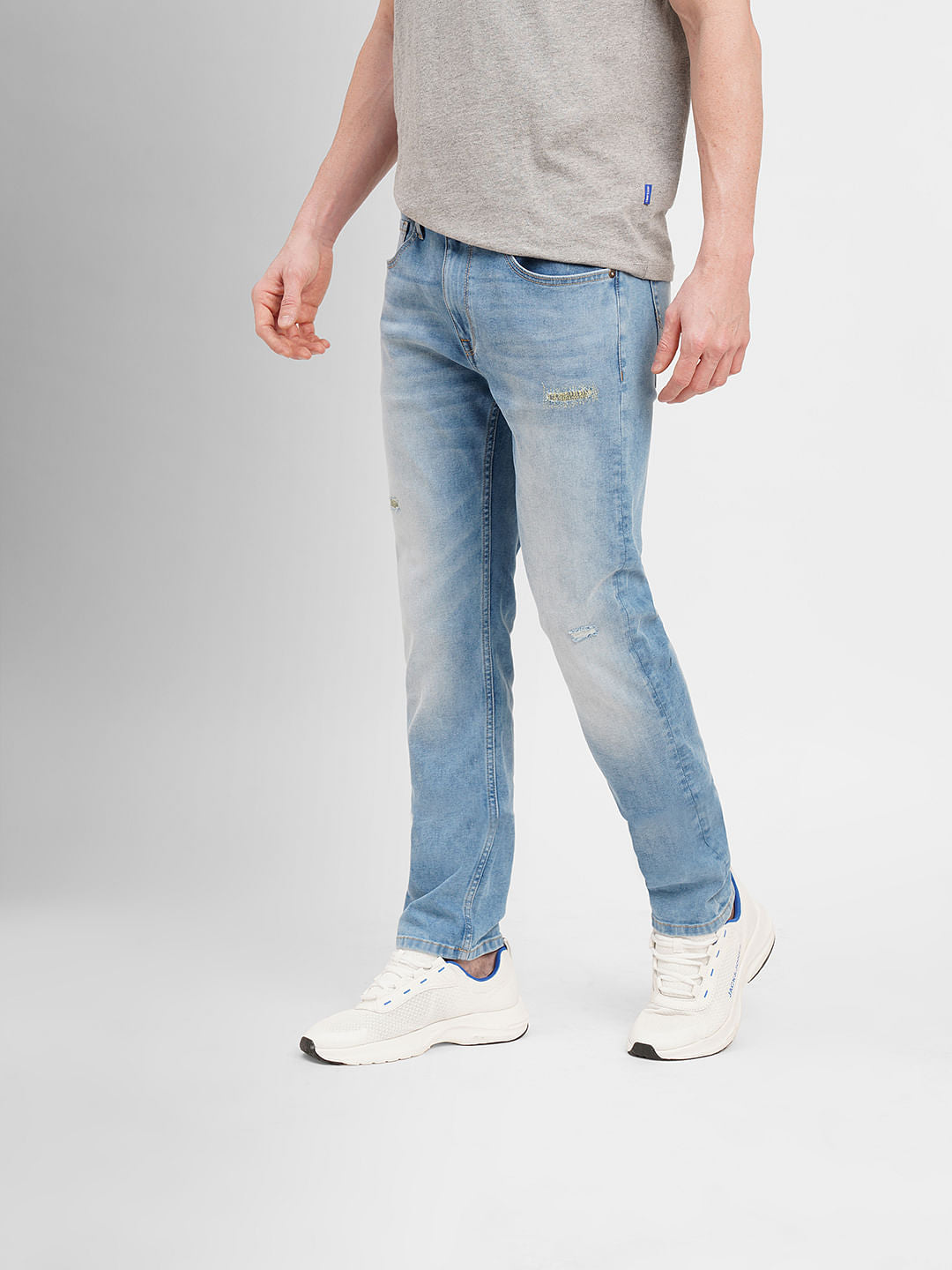 Light Blue Low Rise Distressed Tim Anti Fit Jeans