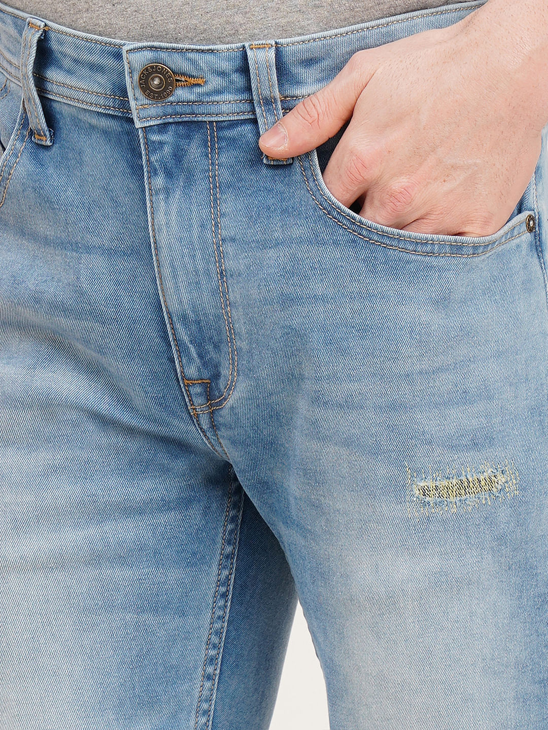 Light Blue Low Rise Distressed Tim Anti Fit Jeans