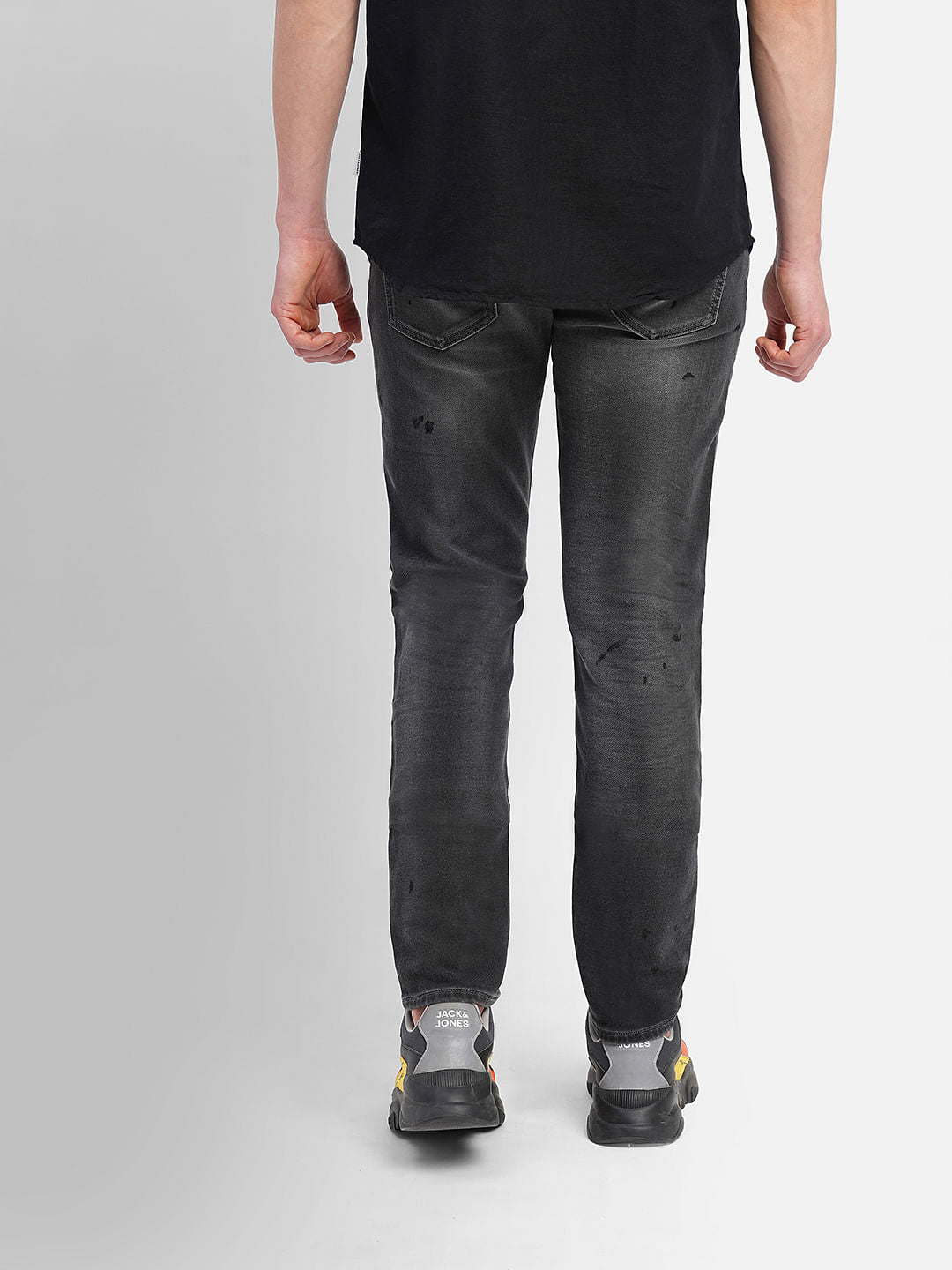 Black Low Rise Distressed Glenn Slim Jeans
