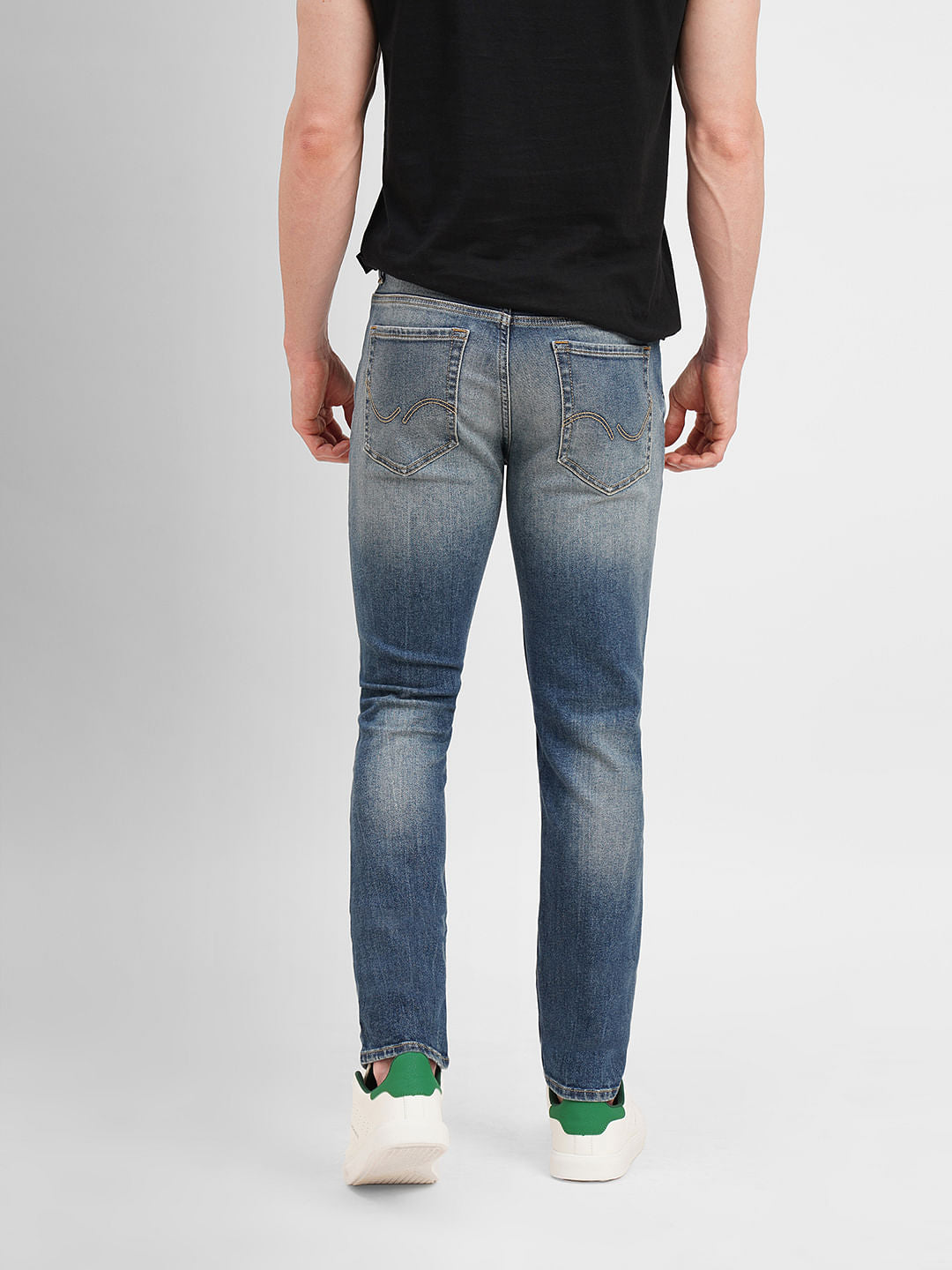 Dark Blue Low Rise Ripped Glenn Slim Jeans
