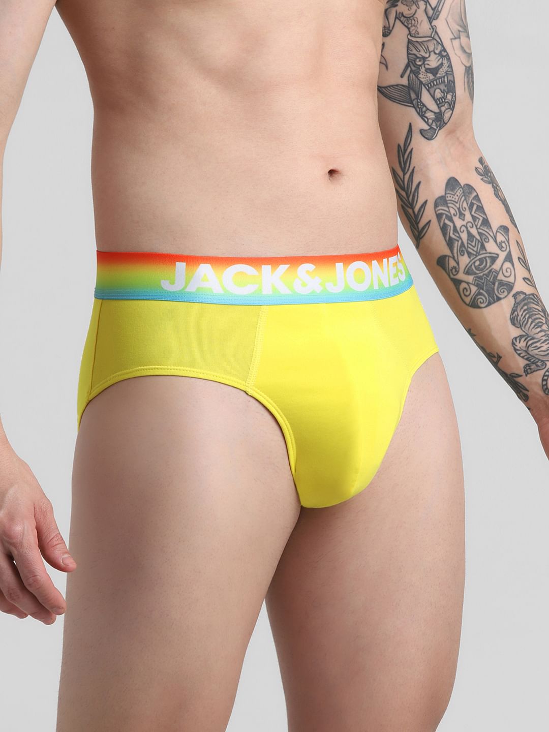 Yellow Logo Print Briefs