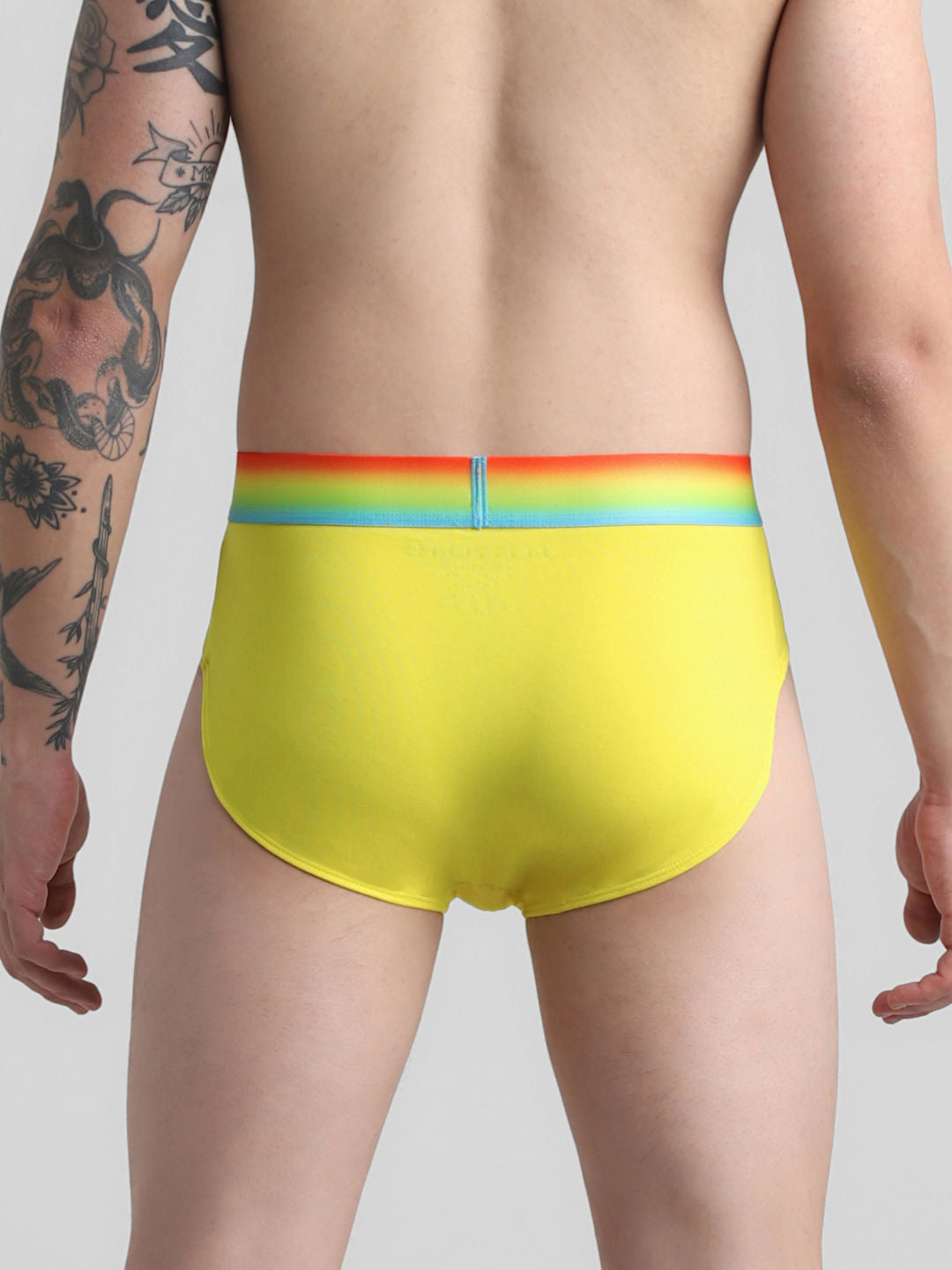 Yellow Logo Print Briefs