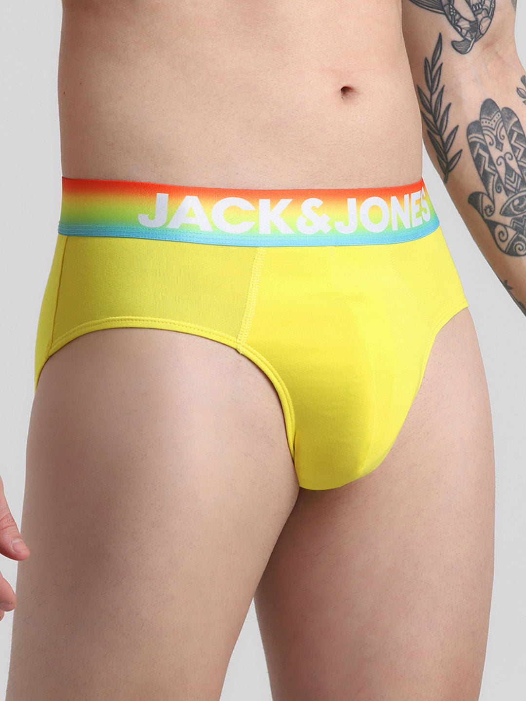 Yellow Logo Print Briefs
