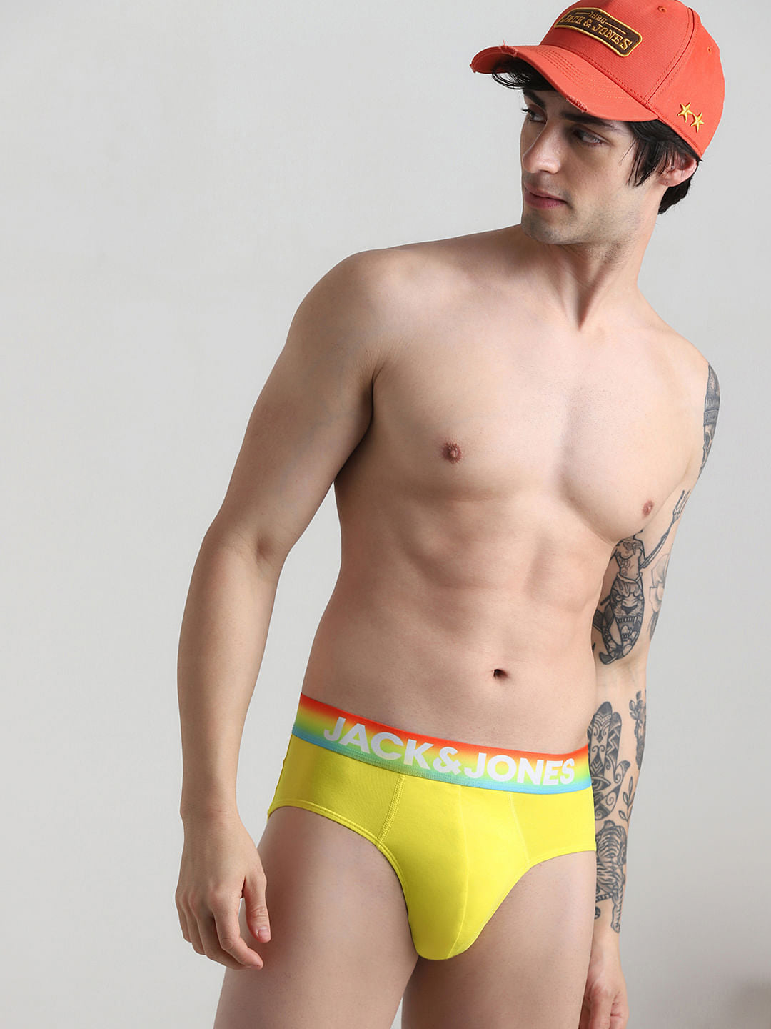Yellow Logo Print Briefs