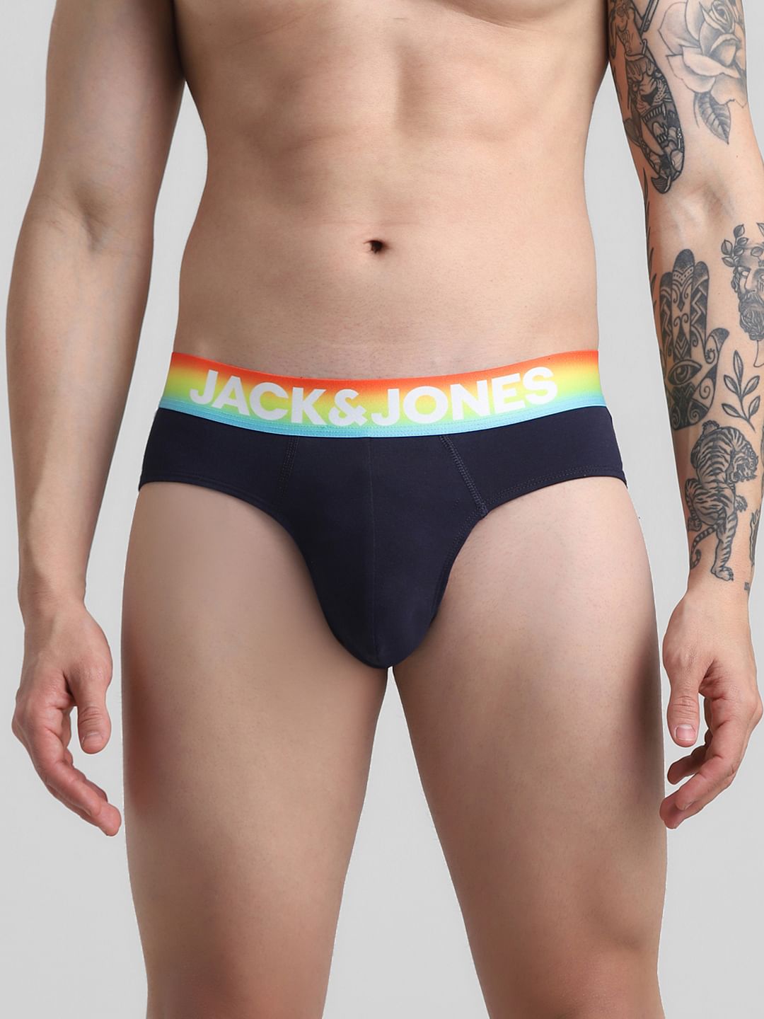 Navy Blue Logo Print Briefs