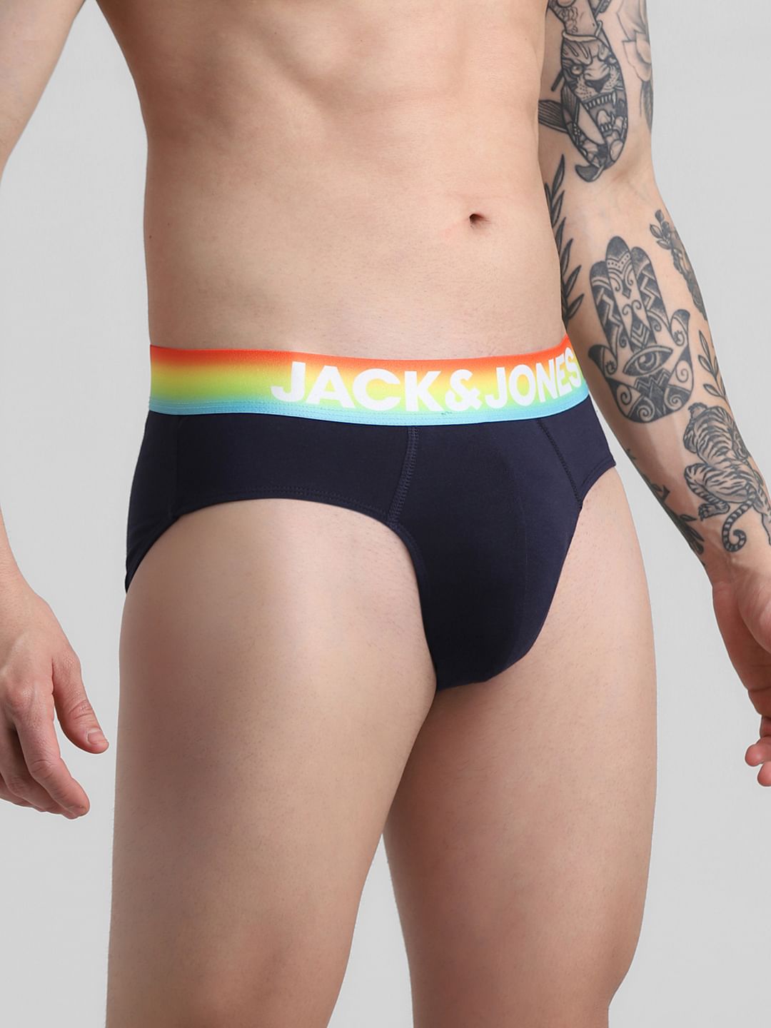 Navy Blue Logo Print Briefs
