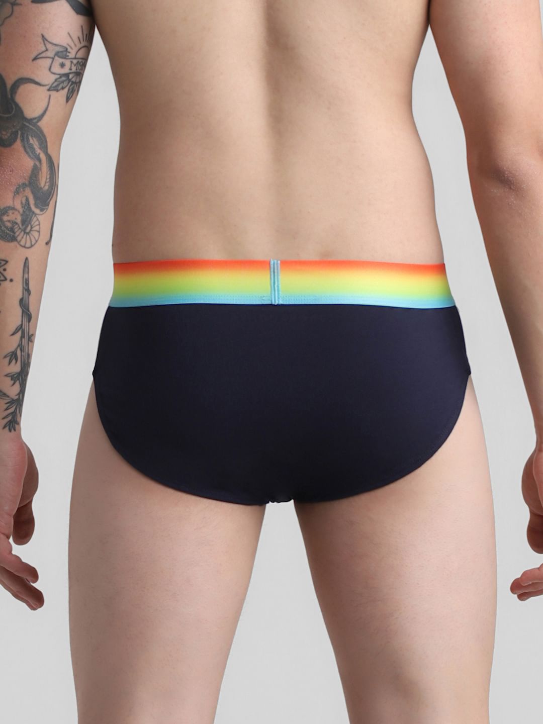Navy Blue Logo Print Briefs