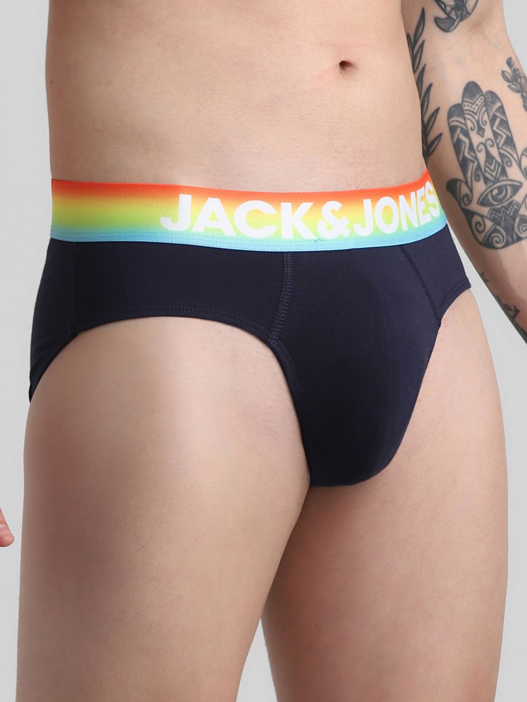 Navy Blue Logo Print Briefs