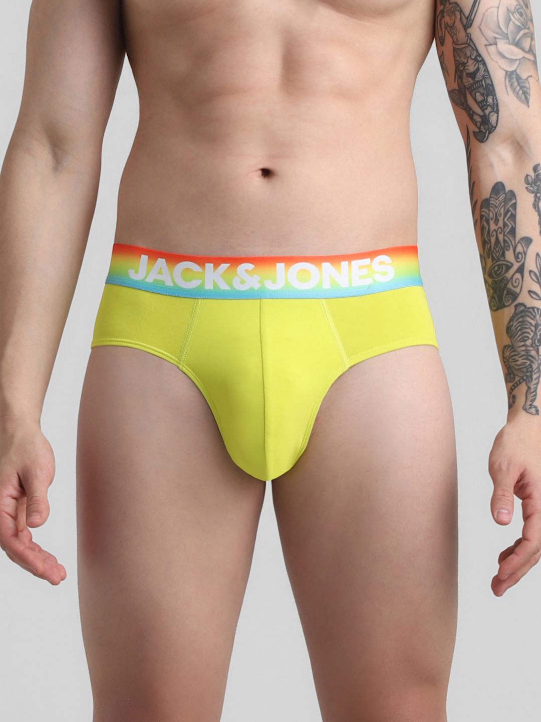 Yellow Logo Print Briefs