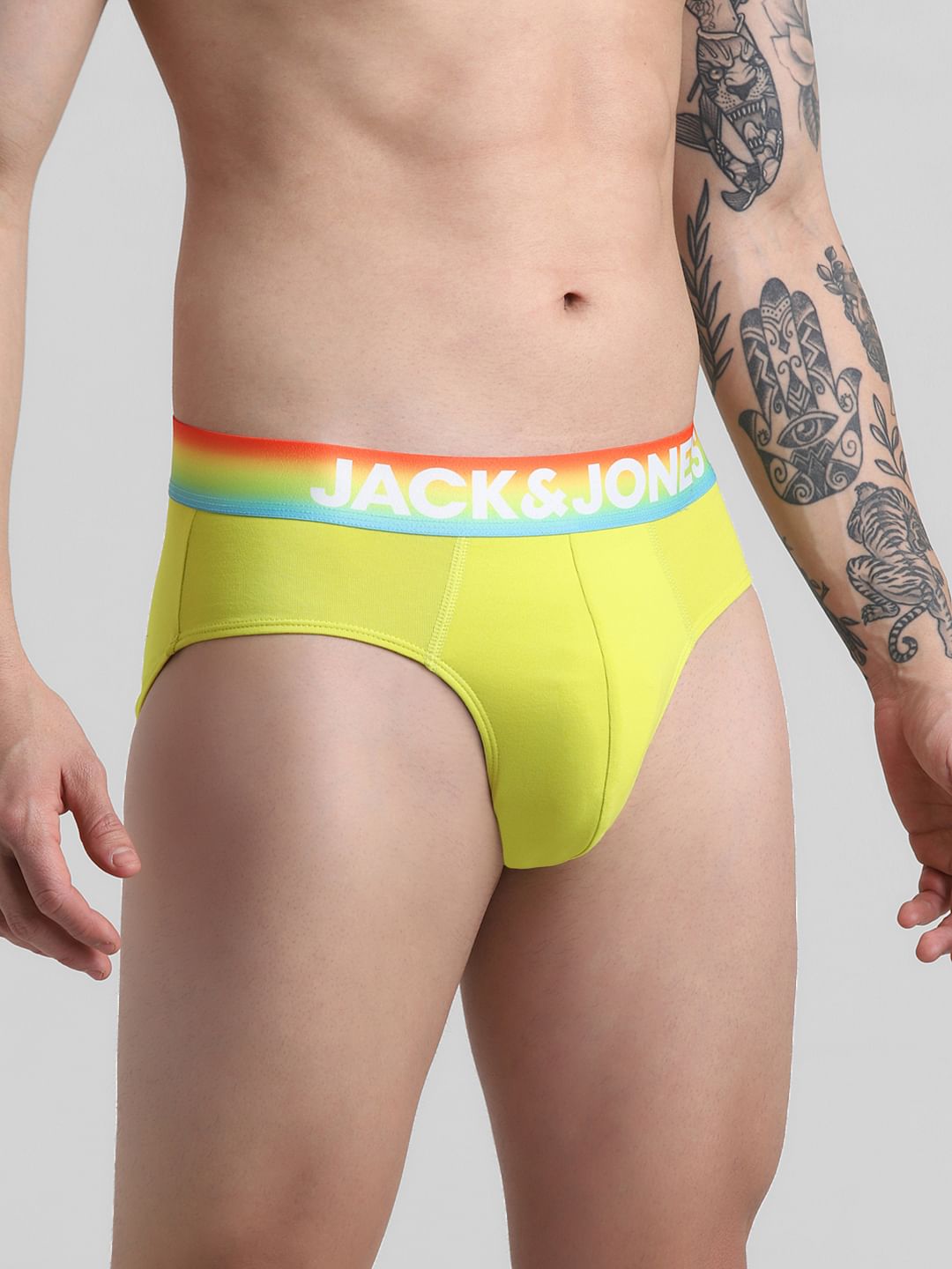 Yellow Logo Print Briefs