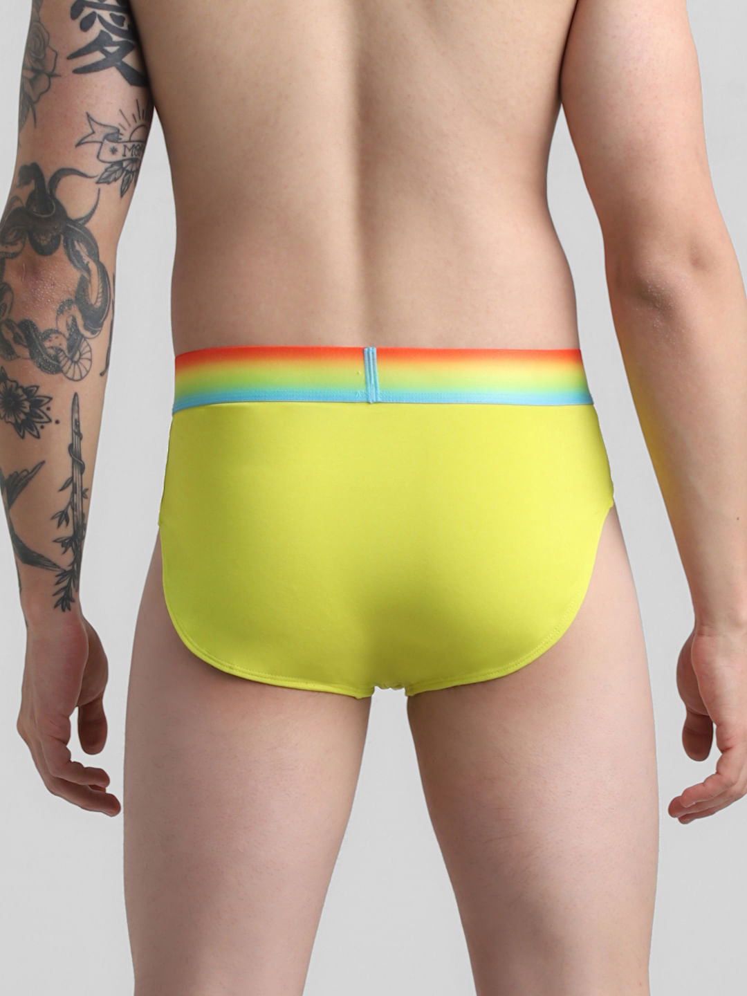 Yellow Logo Print Briefs