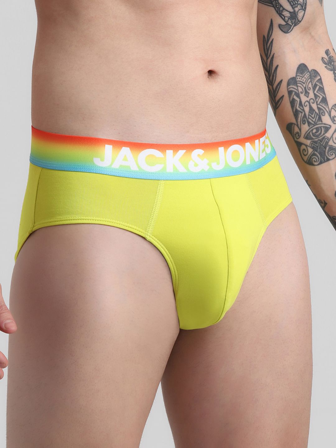 Yellow Logo Print Briefs