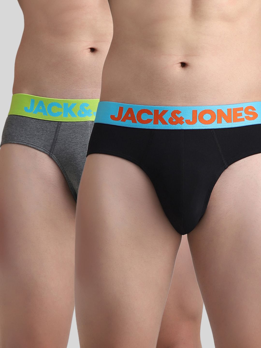 Pack Of 2 Black & Grey Logo Print Briefs
