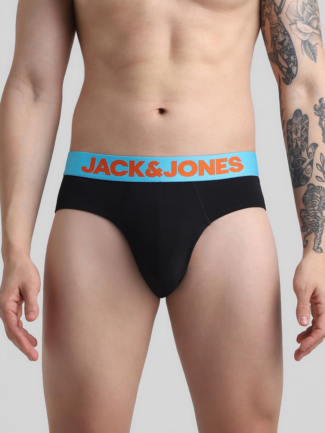 Pack Of 2 Black & Grey Logo Print Briefs