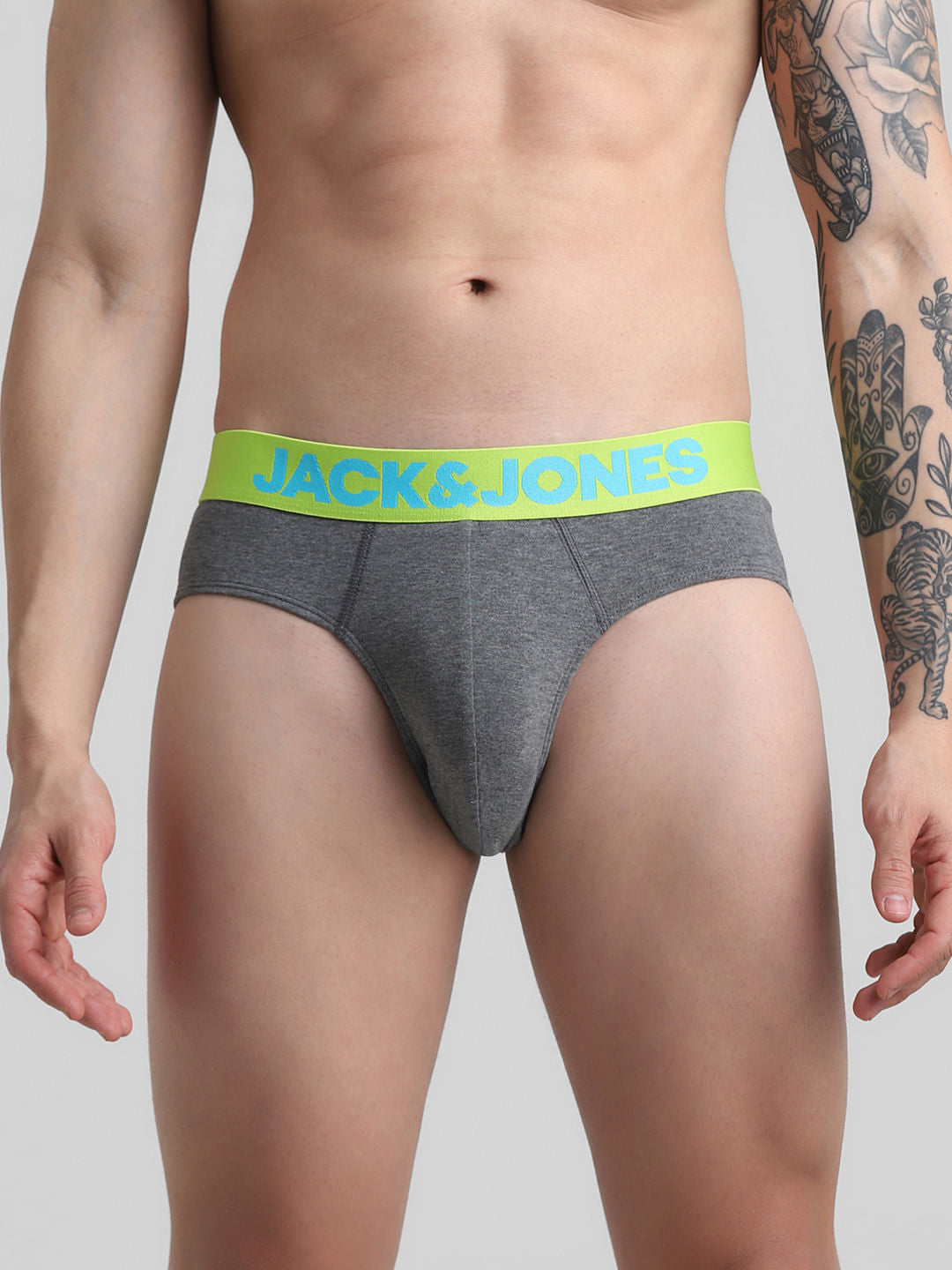 Pack Of 2 Black & Grey Logo Print Briefs