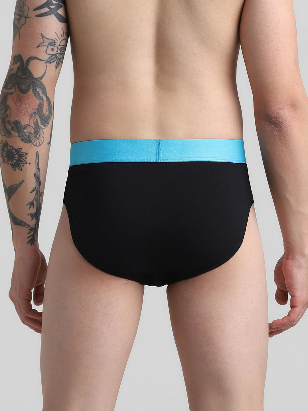 Pack Of 2 Black & Grey Logo Print Briefs