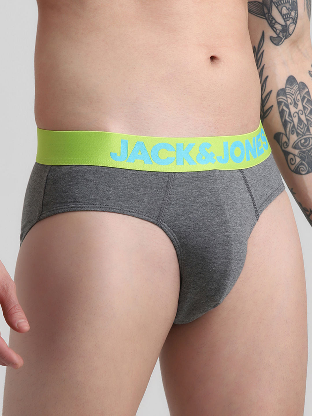 Pack Of 2 Black & Grey Logo Print Briefs