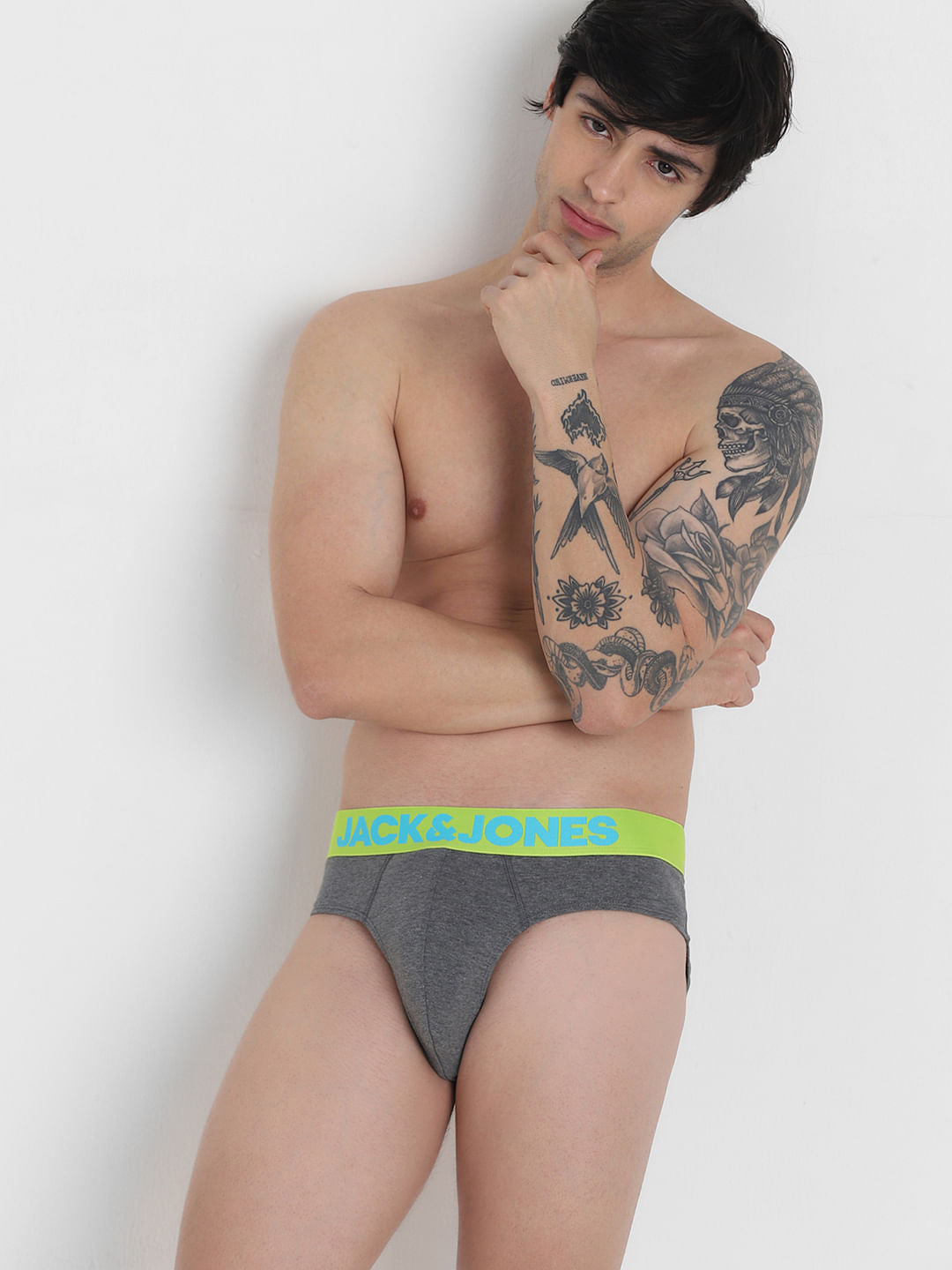 Pack Of 2 Black & Grey Logo Print Briefs