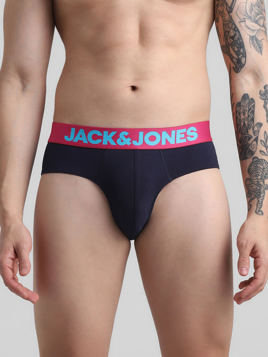 Pack Of 2 Blue & Black Logo Print Briefs