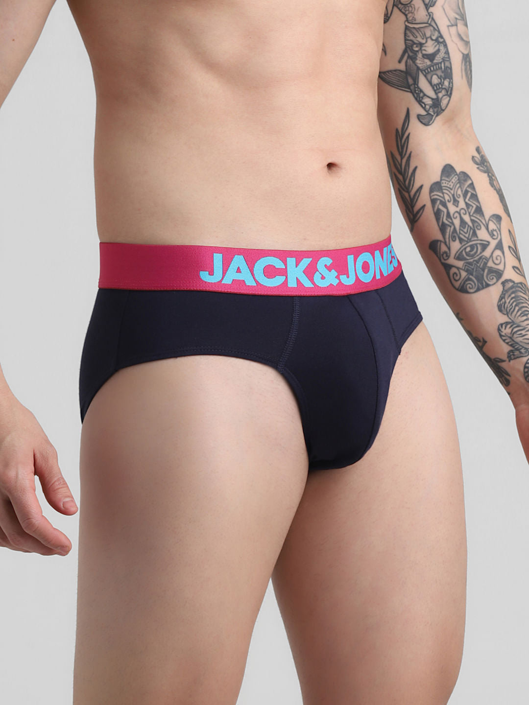 Pack Of 2 Blue & Black Logo Print Briefs