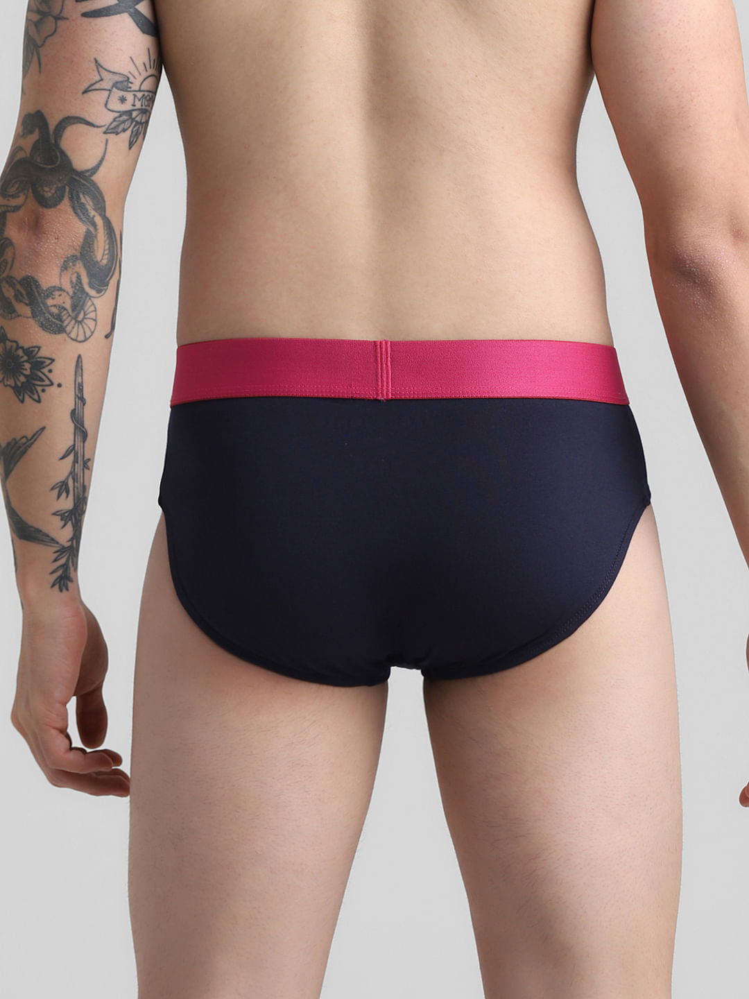 Pack Of 2 Blue & Black Logo Print Briefs