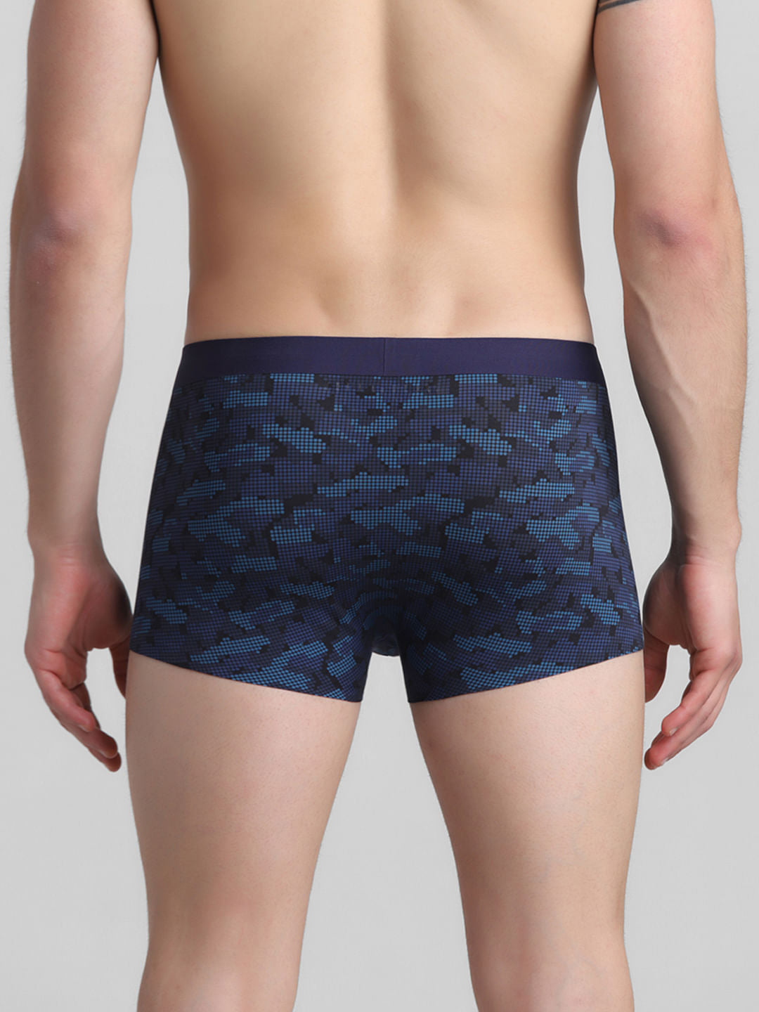 Navy Blue Camo Print Trunks