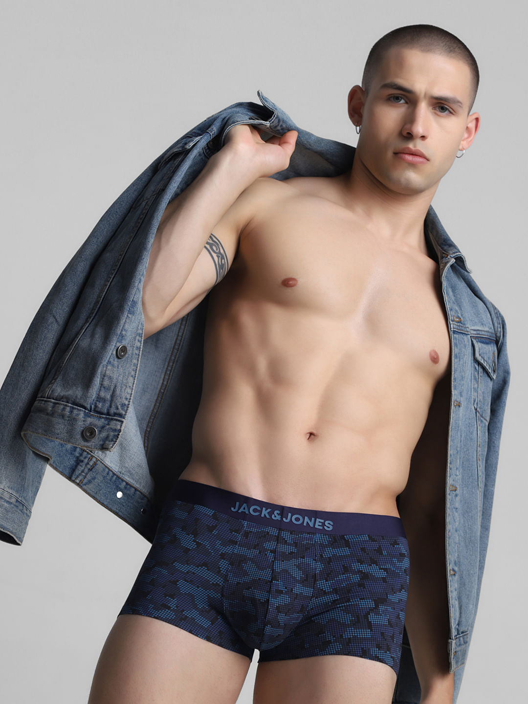 Navy Blue Camo Print Trunks