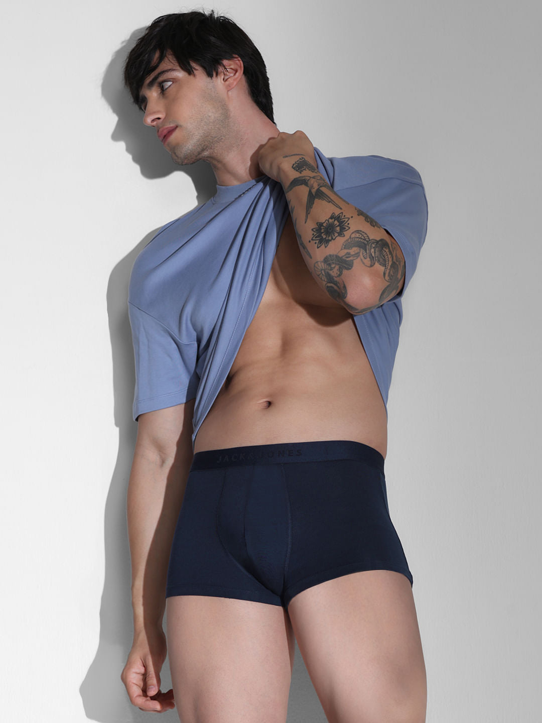 Navy Blue Cotton Modal Trunks