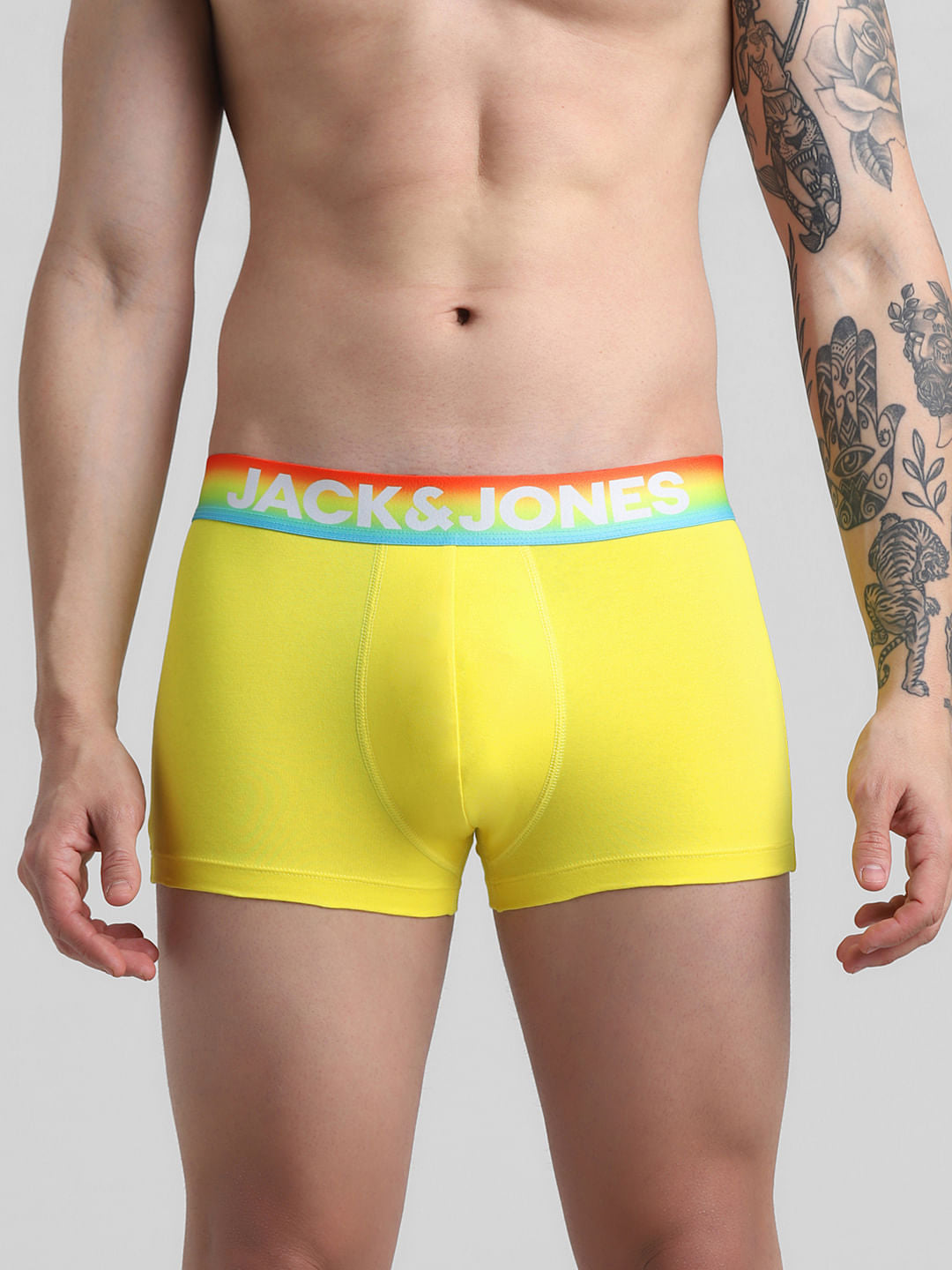 Yellow Logo Print Trunks
