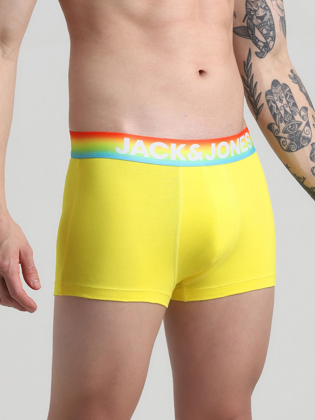 Yellow Logo Print Trunks