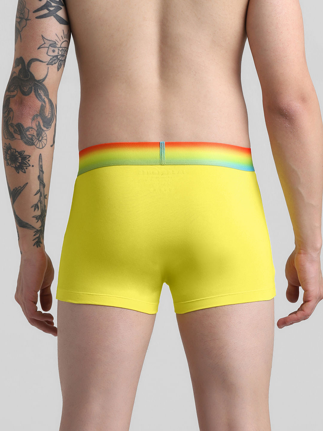 Yellow Logo Print Trunks