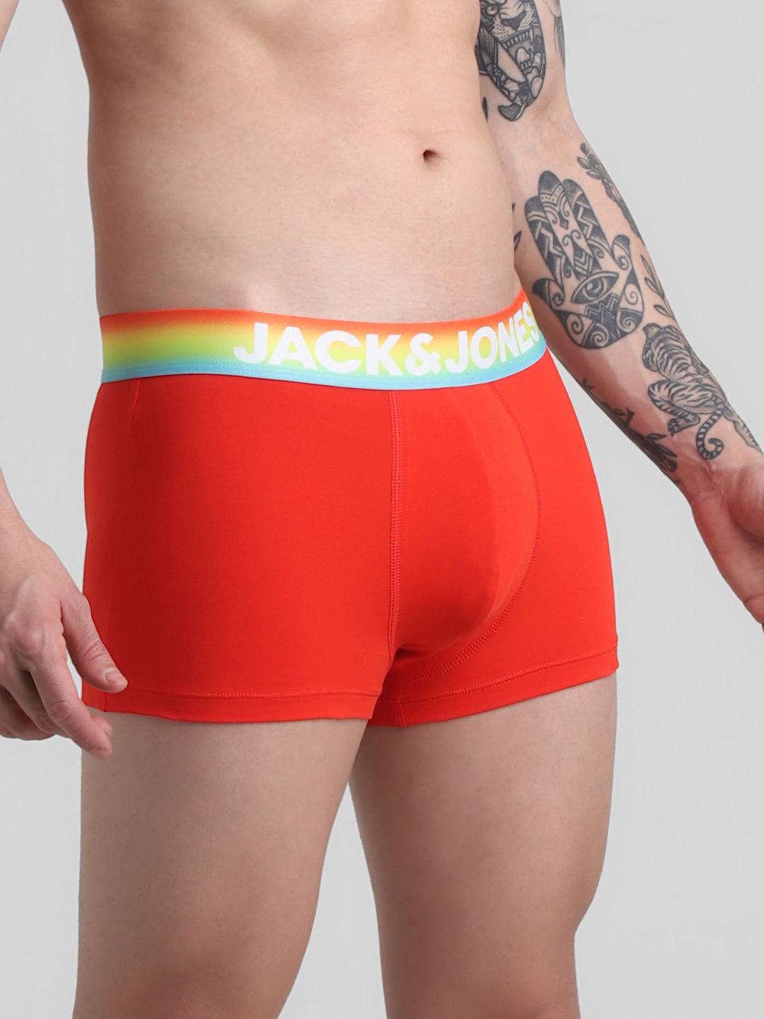 Red Logo Print Trunks