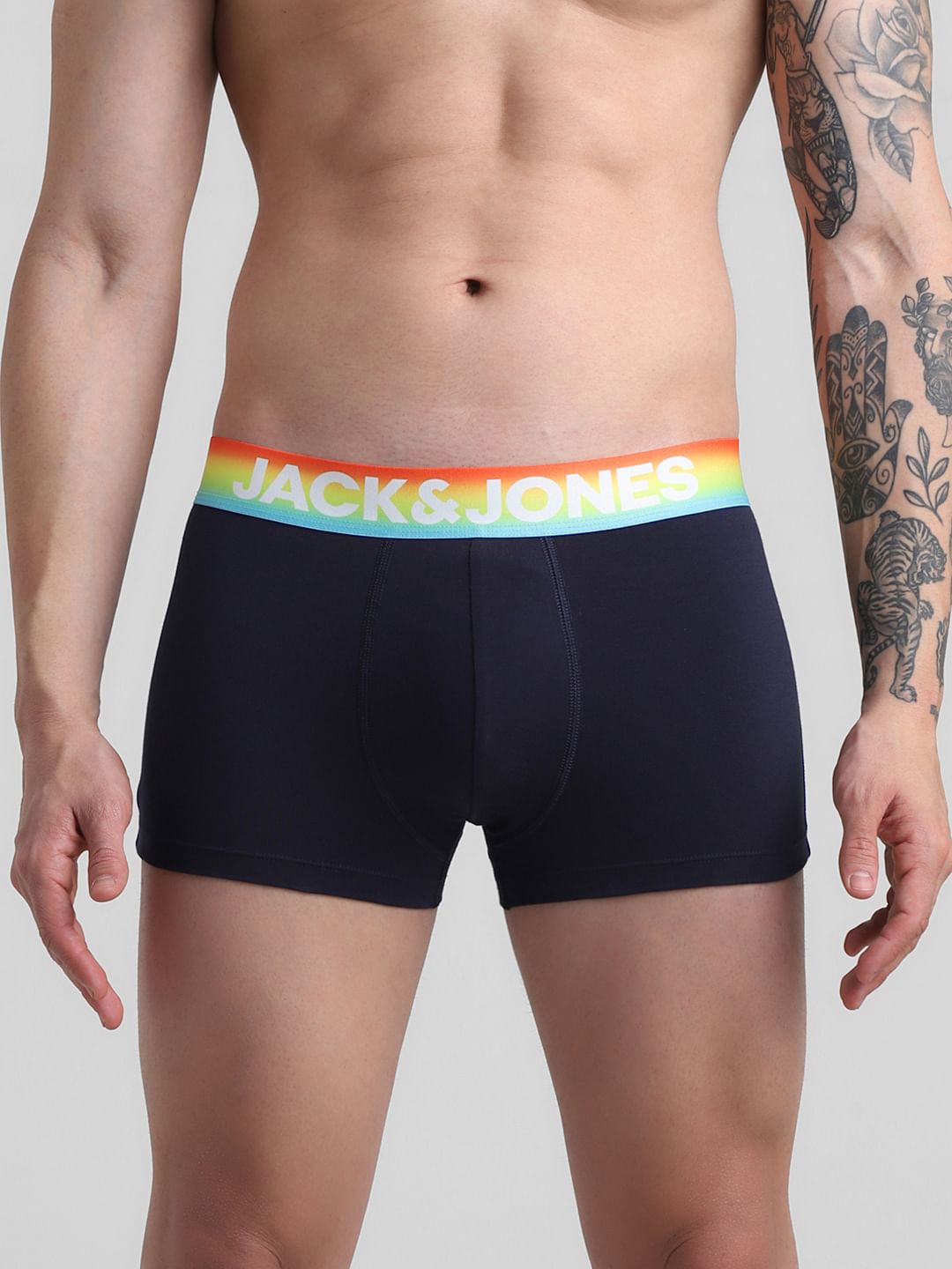 Navy Blue Logo Print Trunks