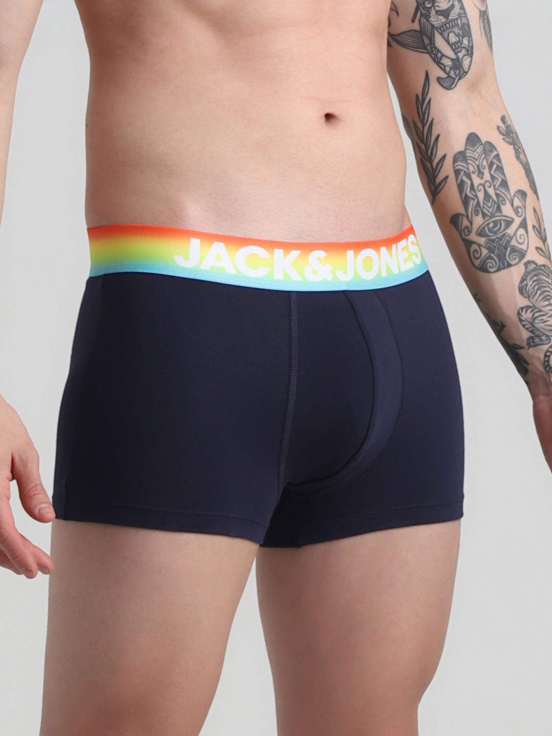 Navy Blue Logo Print Trunks