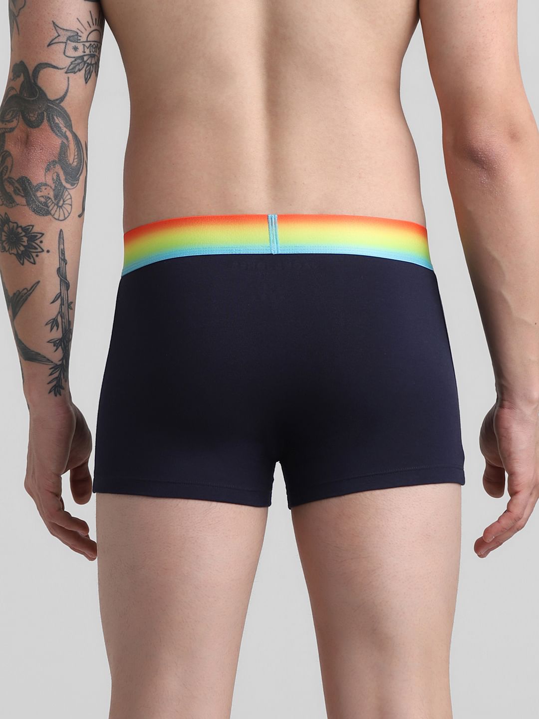 Navy Blue Logo Print Trunks