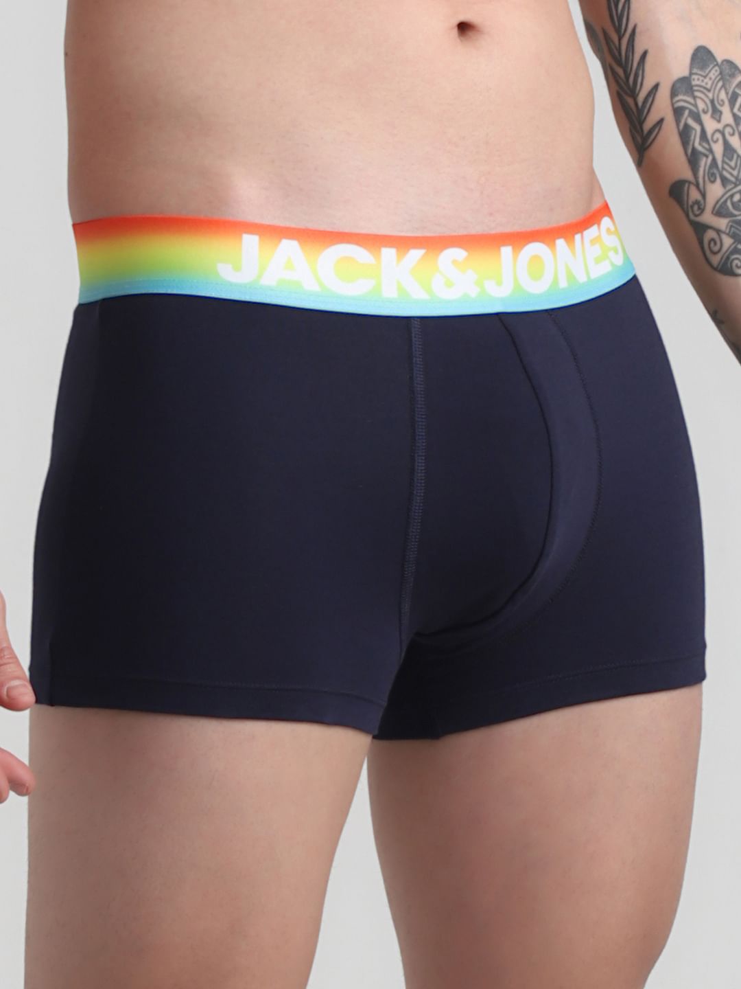 Navy Blue Logo Print Trunks