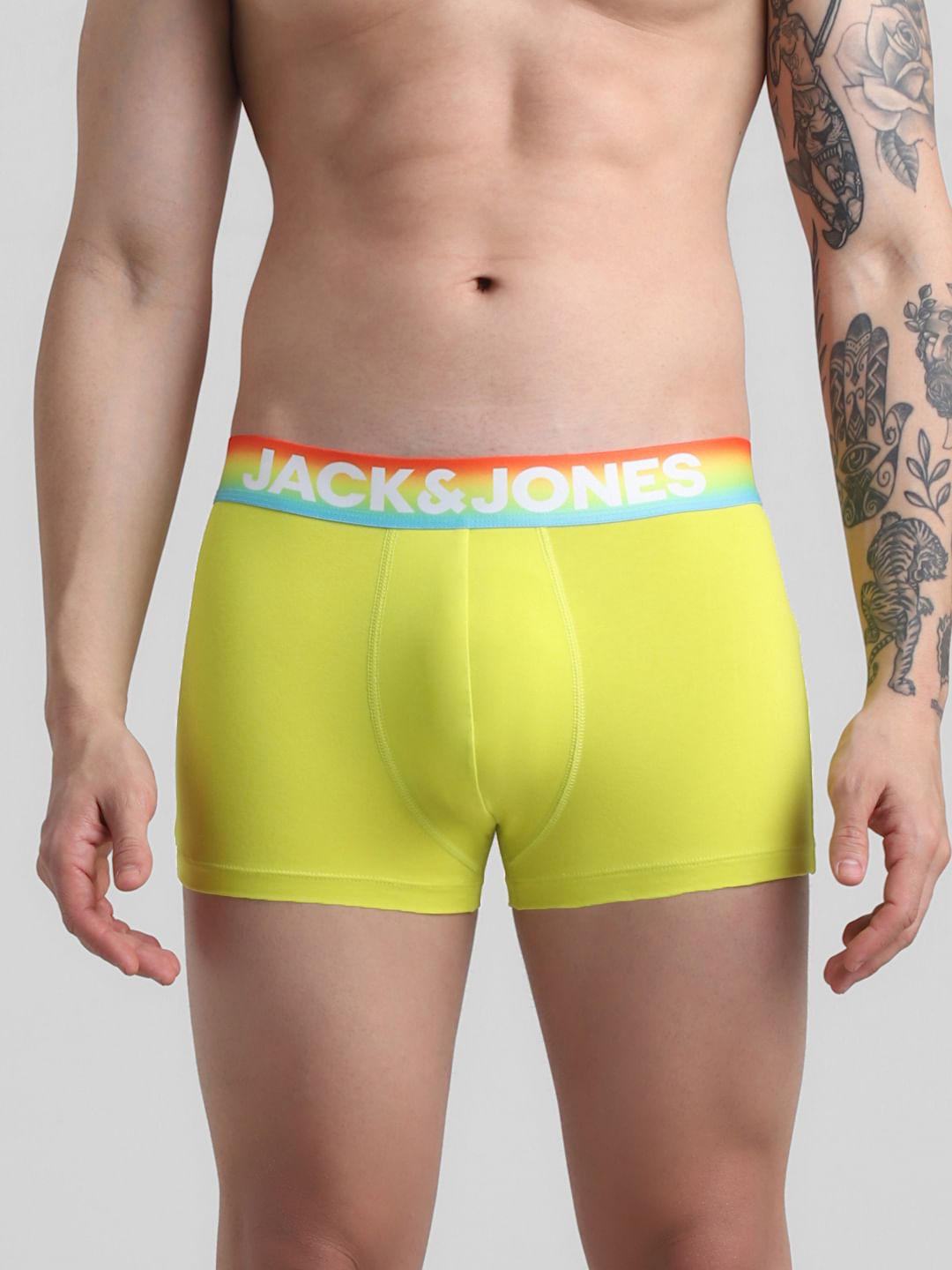 Yellow Logo Print Trunks