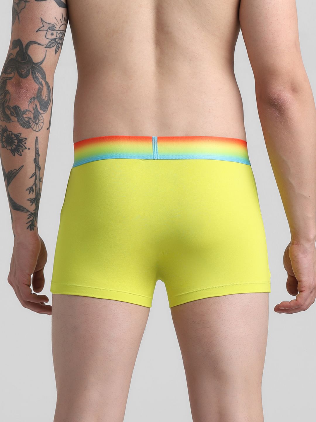 Yellow Logo Print Trunks