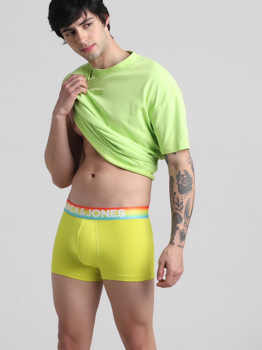 Yellow Logo Print Trunks
