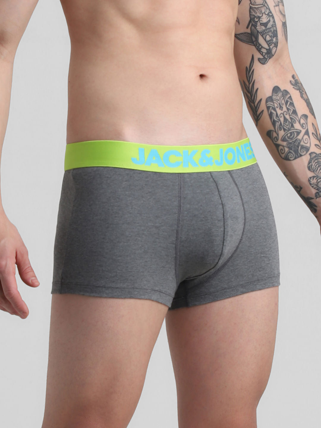 Pack Of 2 Grey & Black Logo Print Trunks
