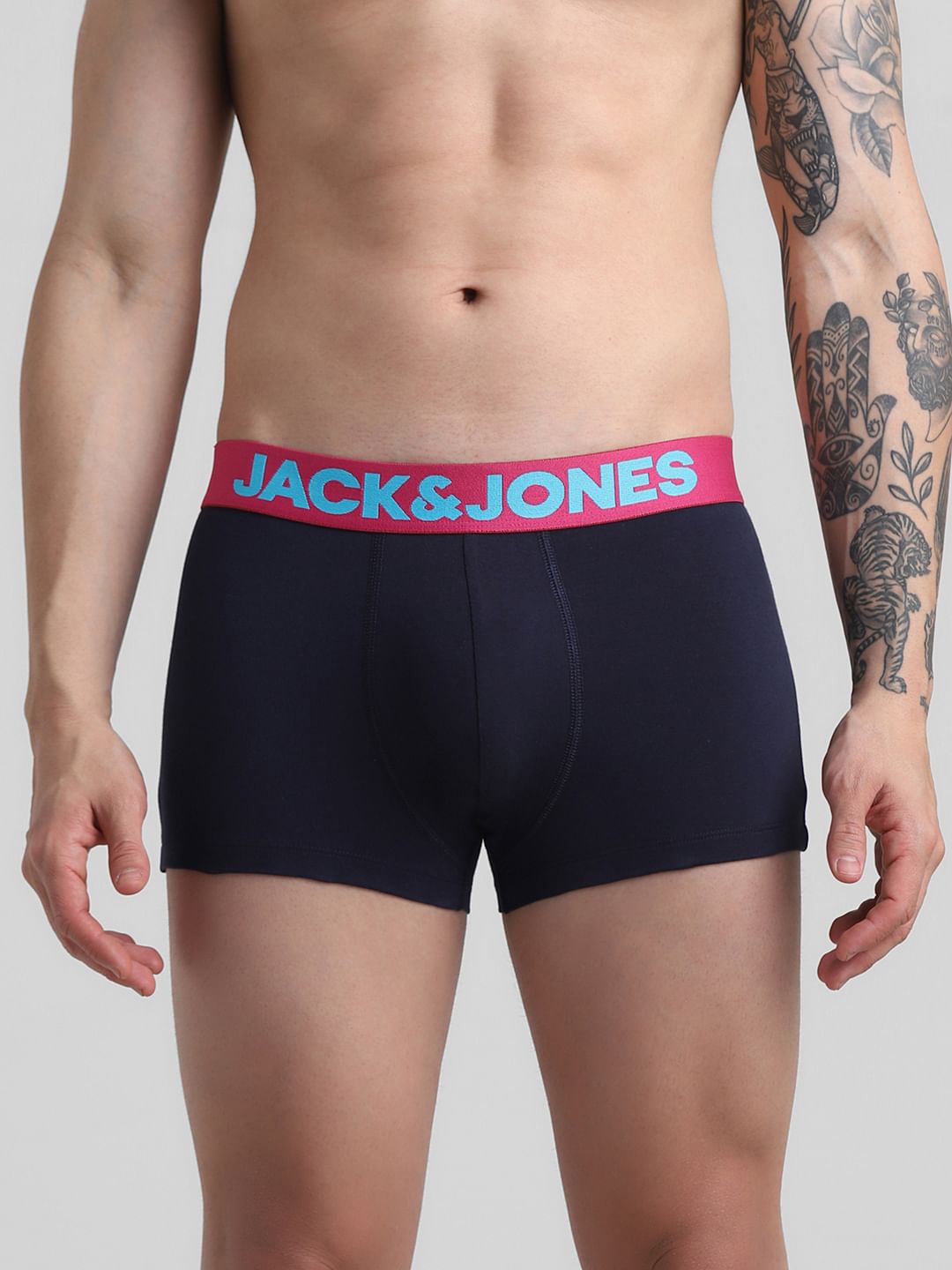 Pack Of 2 Blue & Grey Logo Print Trunks