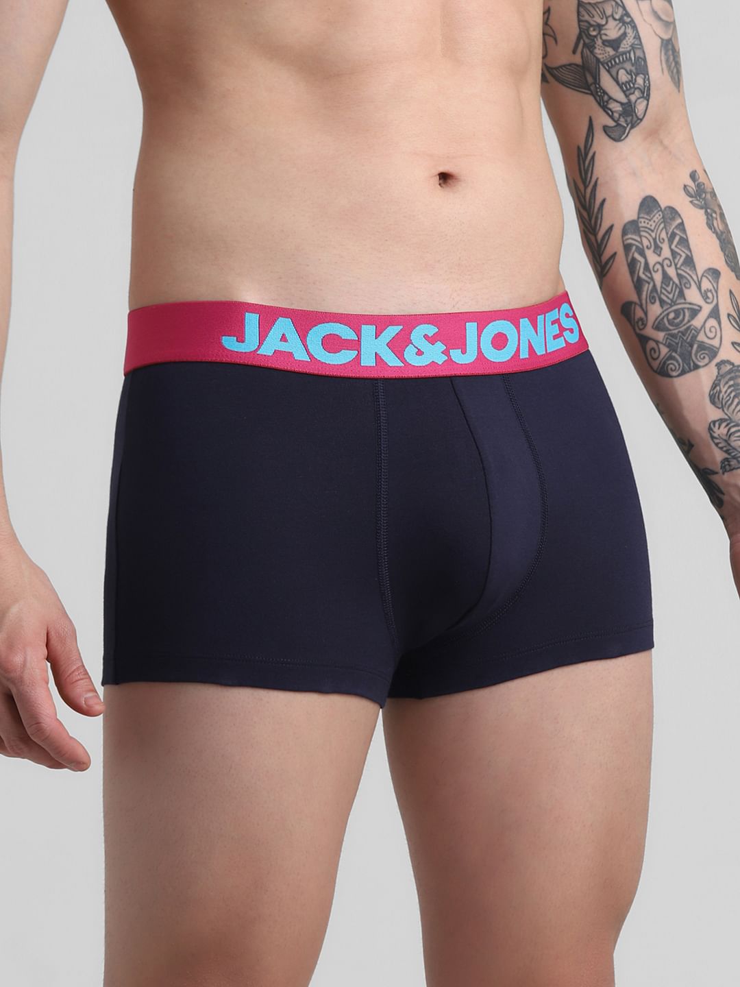 Pack Of 2 Blue & Grey Logo Print Trunks