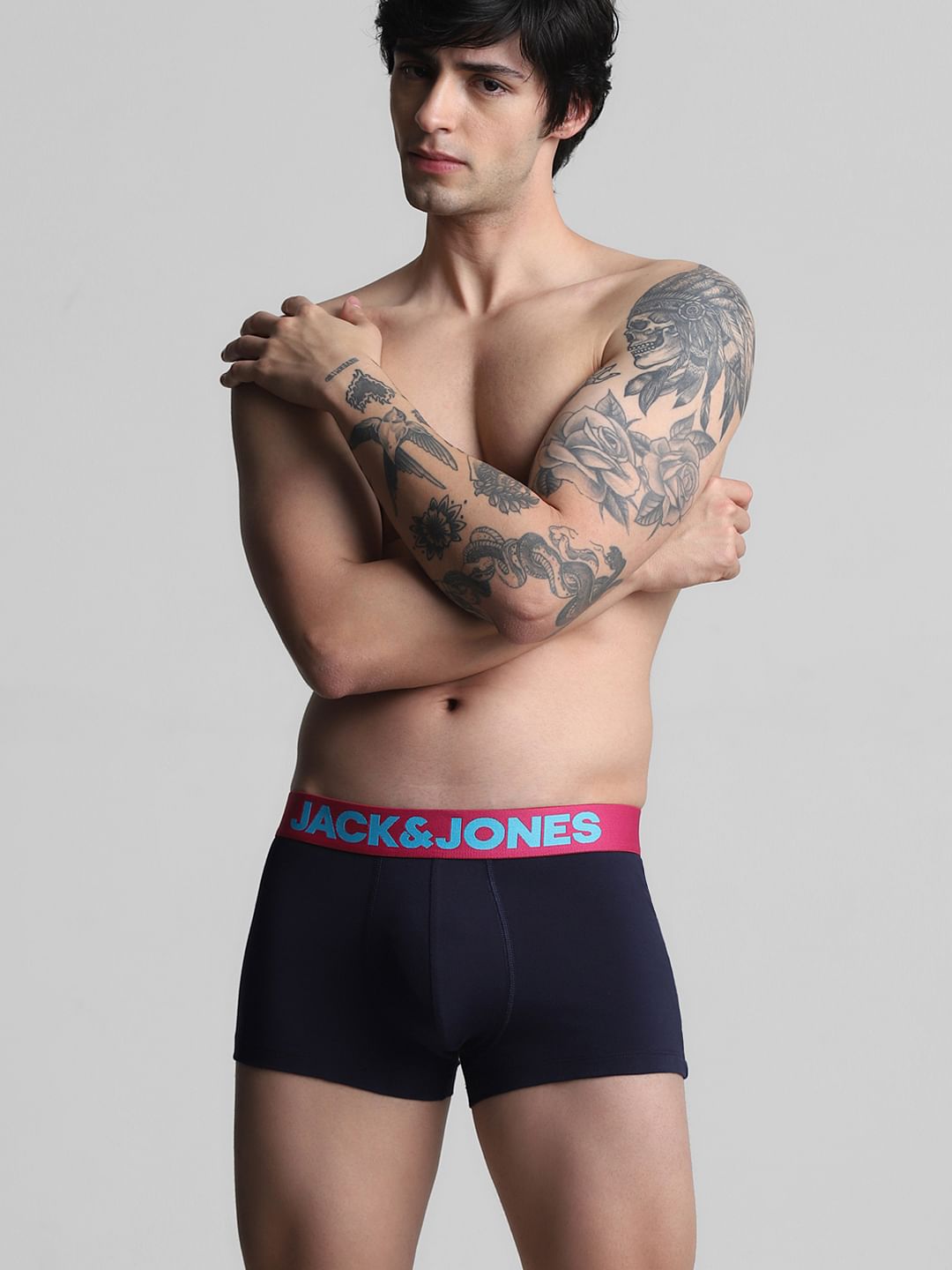 Pack Of 2 Blue & Grey Logo Print Trunks