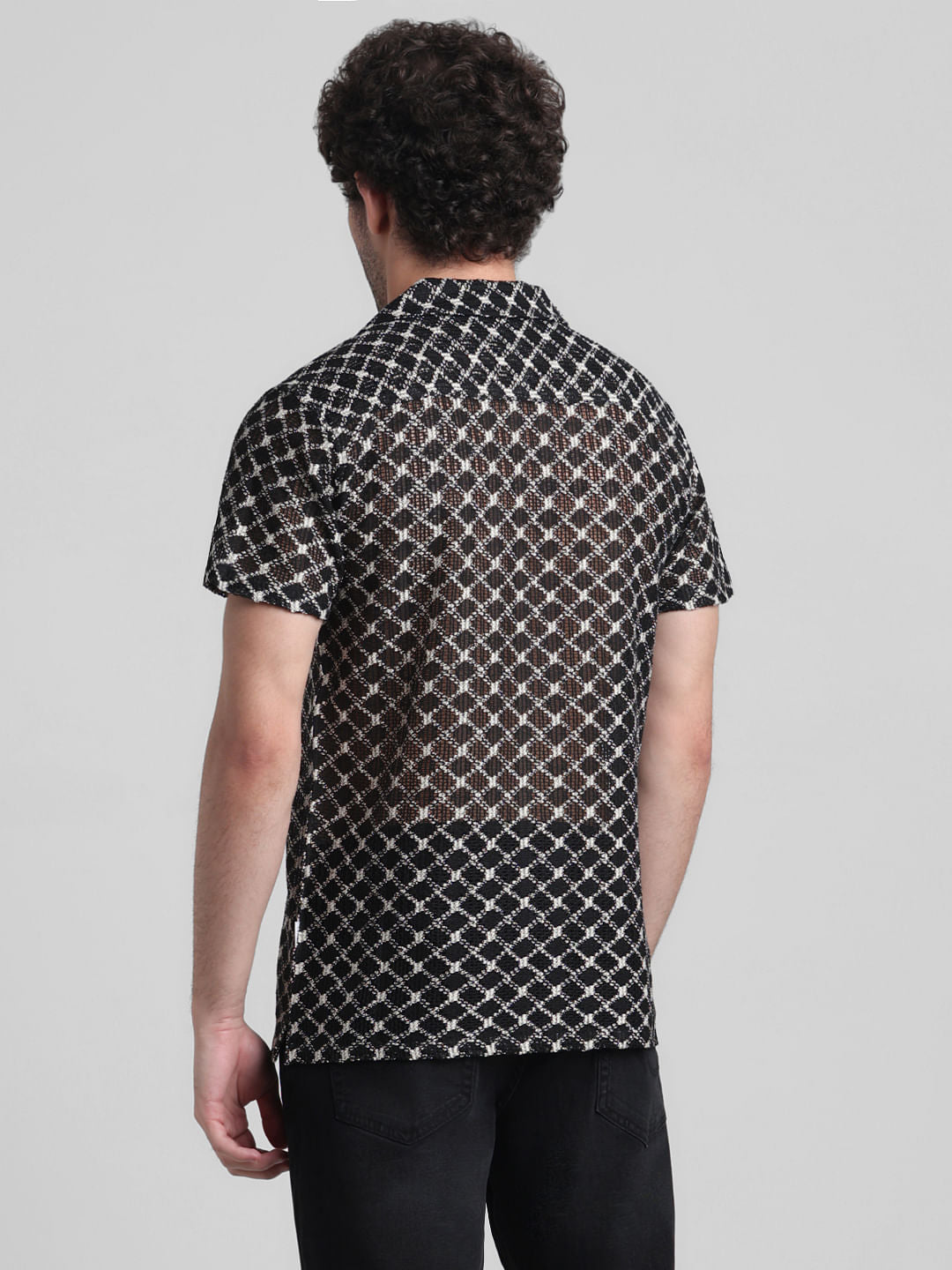 Black Printed Short Sleeves Shirt
