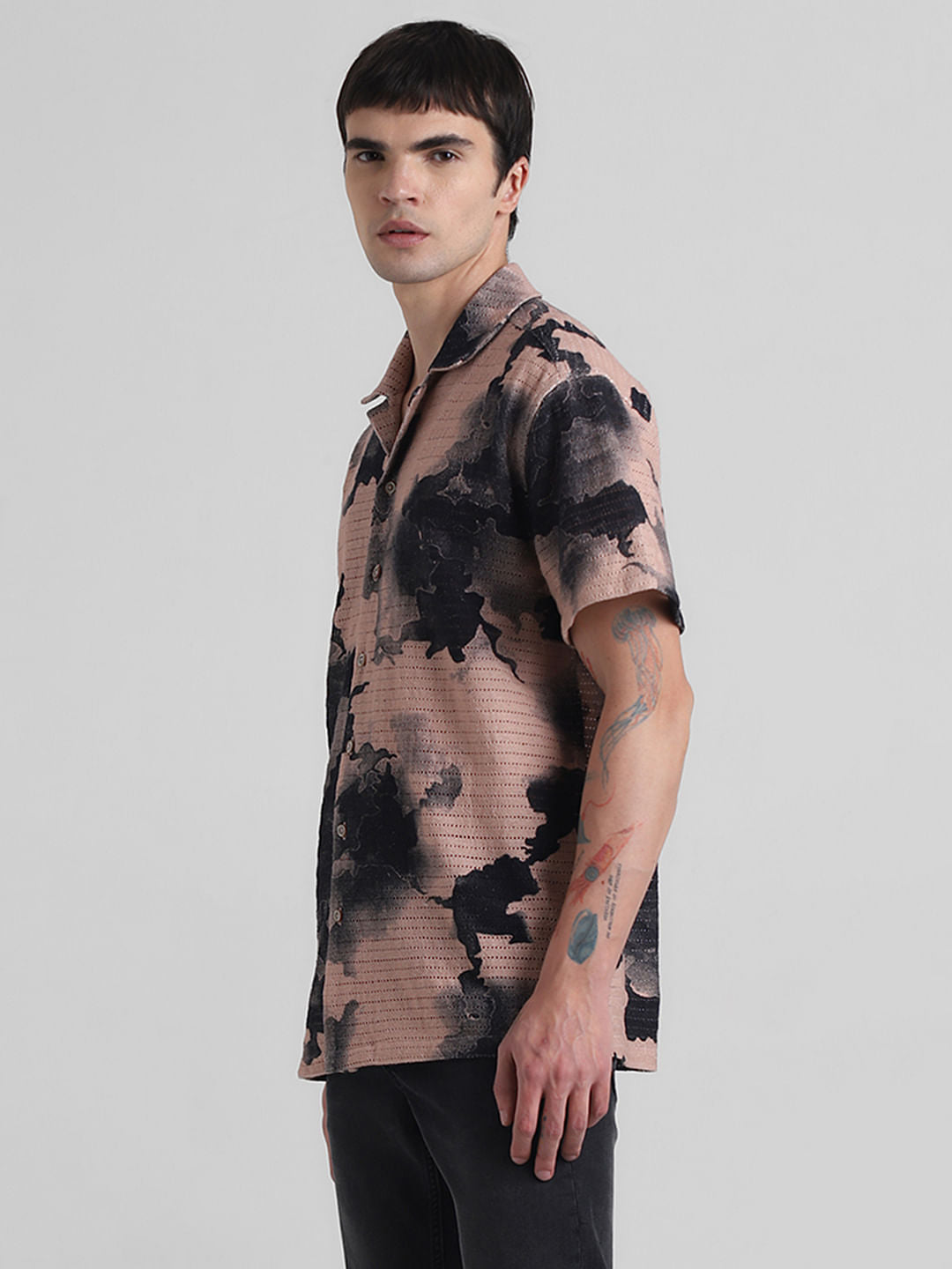 Beige Abstract Print Shirt