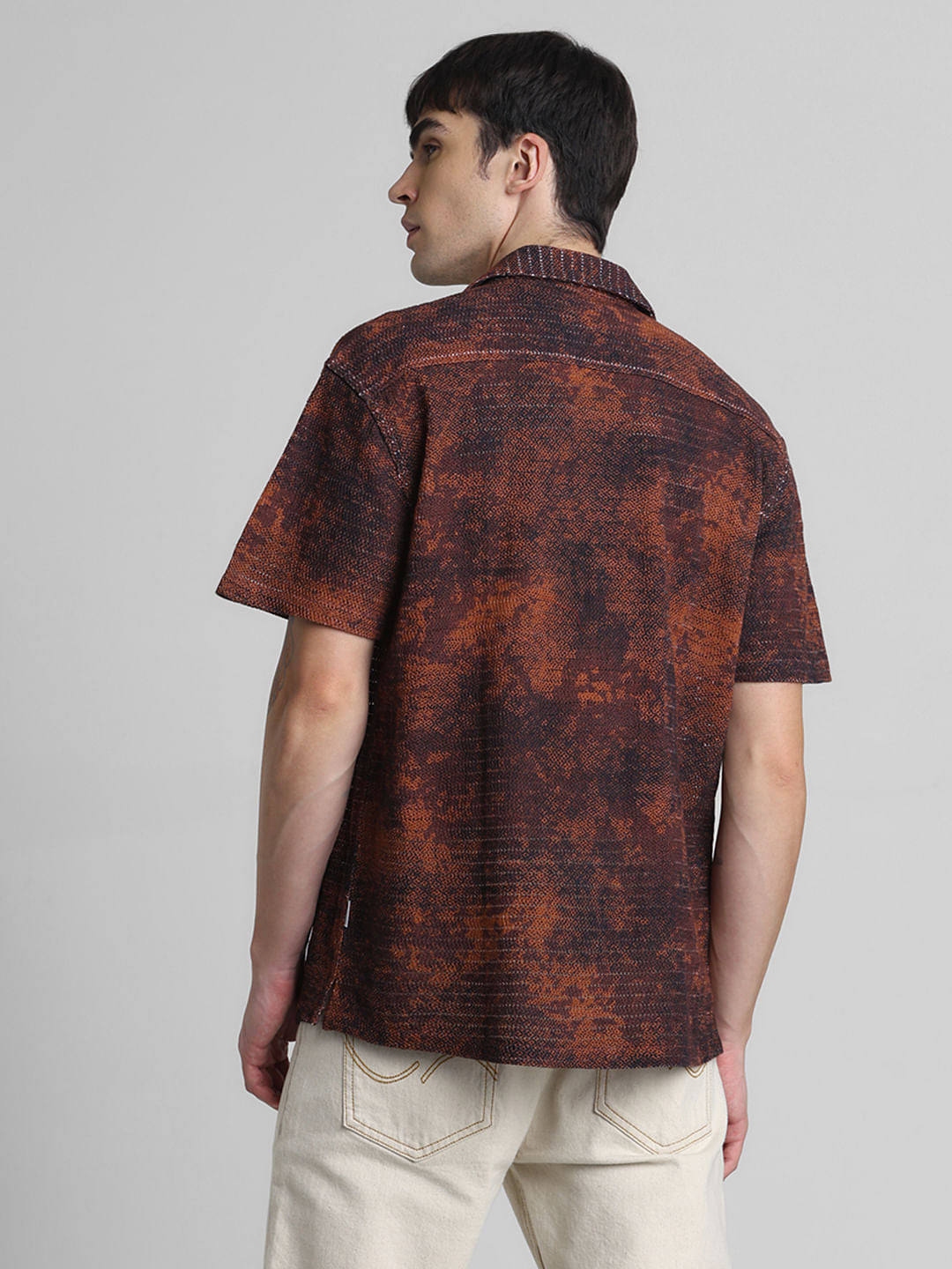 Brown Abstract Print Shirt