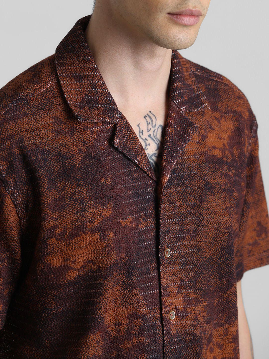 Brown Abstract Print Shirt