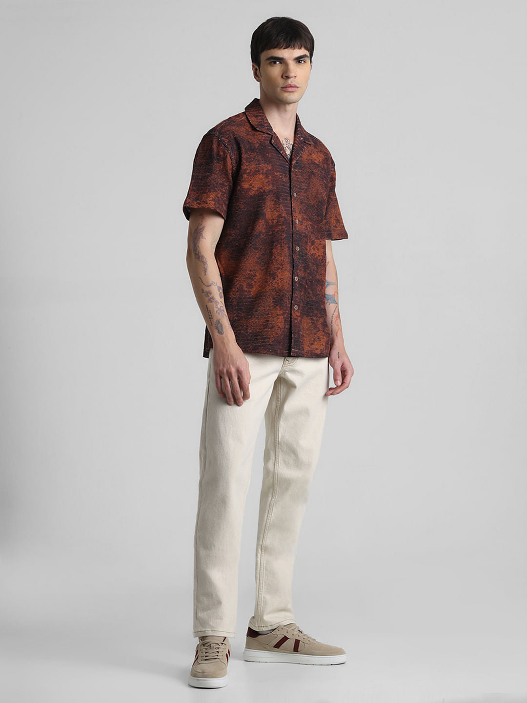 Brown Abstract Print Shirt