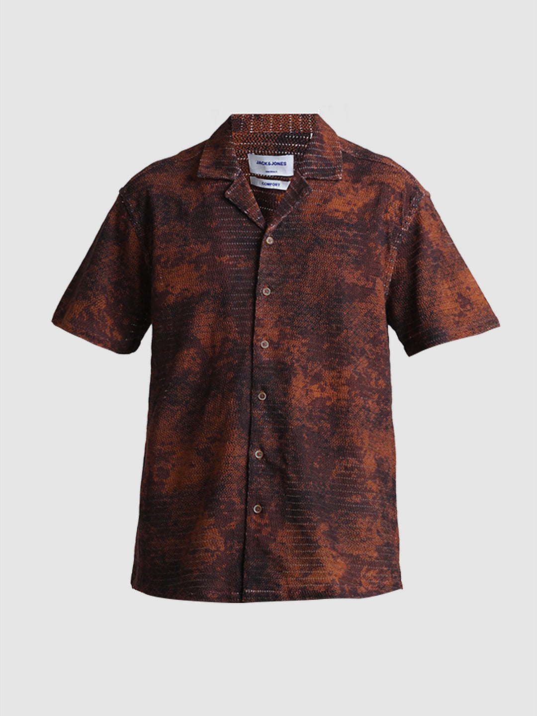 Brown Abstract Print Shirt