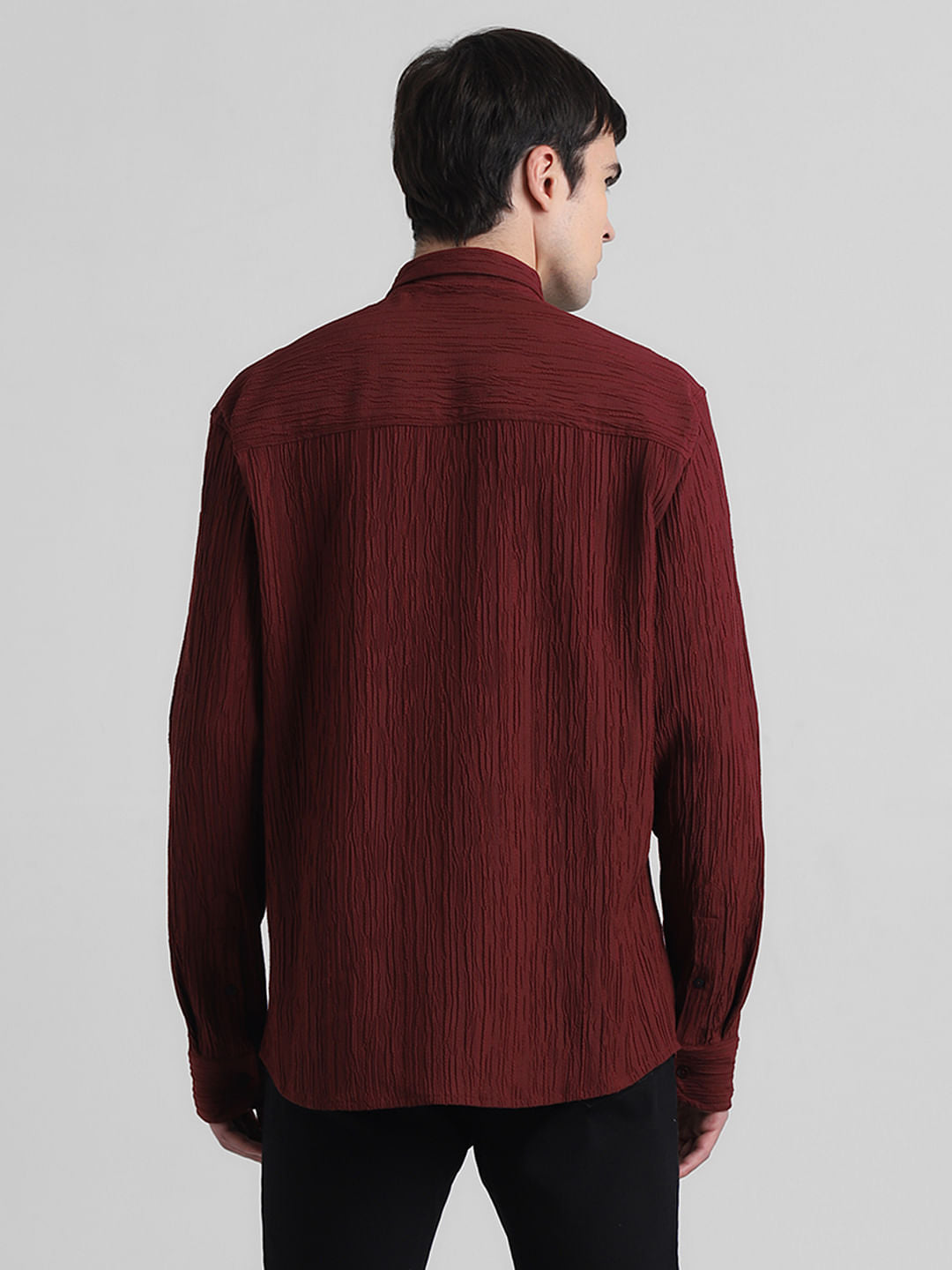 Maroon Crinkle Weave Shirt